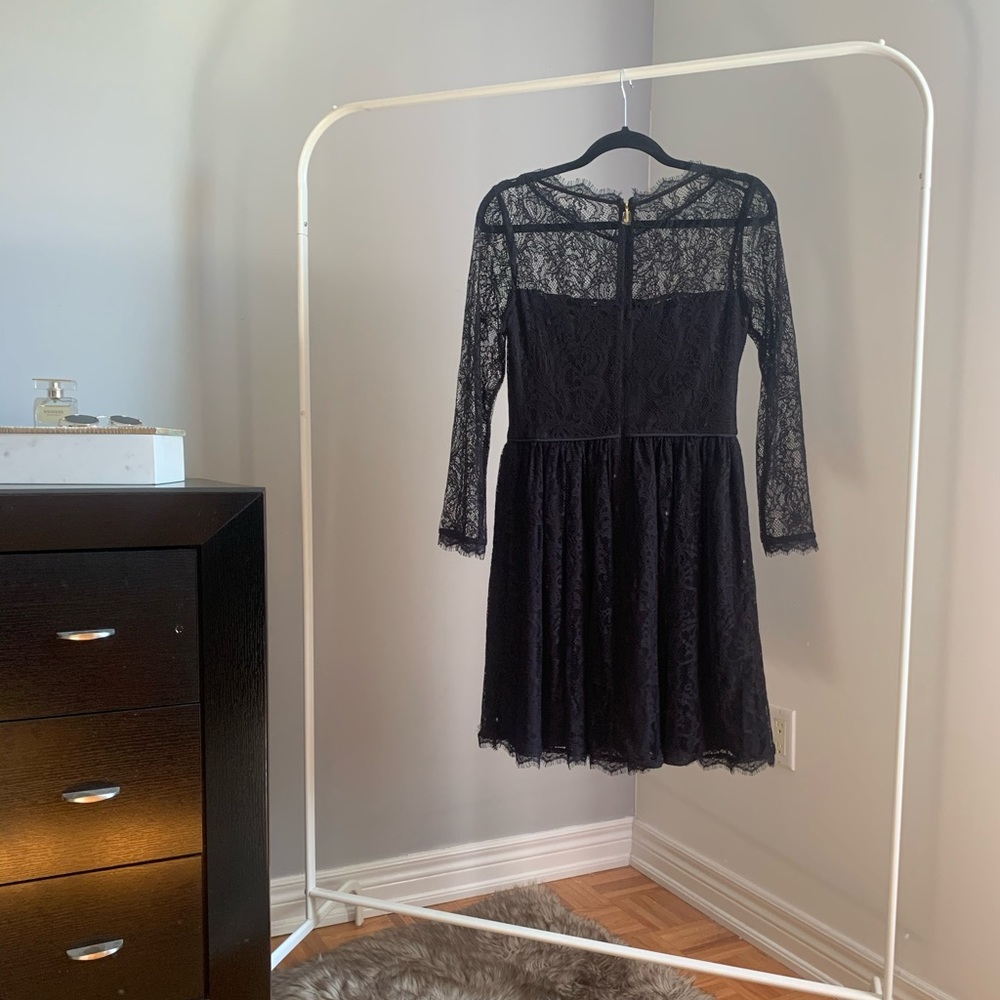 Black lace long-sleeve dress. - Picture 2 of 3